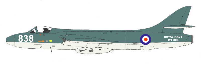 Profil couleur d'un Hawker HUNTER GA.11 des Blue Herons