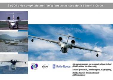 Plaquettes de prsentation du Be-200 version bombardier d'eau et transport