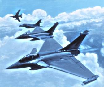 deux Rafales en patrouille avec des super tendard